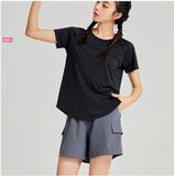 Quick-drying Yoga Wear Thin Moisture Wicking Breathable Short Sleeve T-Shirt for Women 2024 Summer New Running Fitness Sports Top 