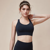 New Cross Beautiful Backless Fixed Cup Sports Bra, High Strength Running Shockproof Bra with Nude Feel and Auxiliary Chest Coverage 