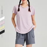 Quick-drying Yoga Wear Thin Moisture Wicking Breathable Short Sleeve T-Shirt for Women 2024 Summer New Running Fitness Sports Top 