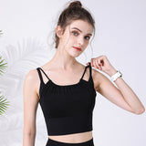 New for summer: fake 2-piece front mesh sports bra, anti-exposure, nude feeling fixed one-cup yoga bra 