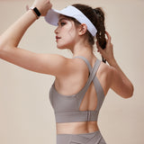 New Cross Beautiful Backless Fixed Cup Sports Bra, High Strength Running Shockproof Bra with Nude Feel and Auxiliary Chest Coverage 