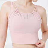 New for summer: fake 2-piece front mesh sports bra, anti-exposure, nude feeling fixed one-cup yoga bra 