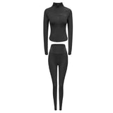 Tight Fit Naked Stand Collar Zipper Yoga Suit Women's Fitness Short Jacket Sports 2 Piece Set 