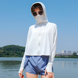 UPF50+ Ice Silk Sun Protection Clothing Outdoor Loose Long Sleeve Hooded Skin Clothing Anti-UV Sun Protection Clothing 